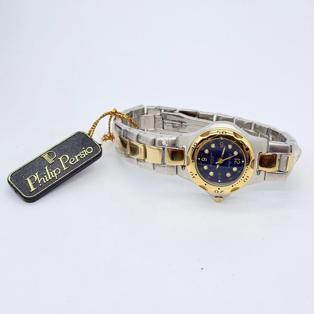 Philip Persio 74AAL01961 Womens Quartz Two-Tone Stainless Steel Blue Dial Watch